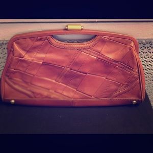 Elliott Lucca oversized leather clutch EUC